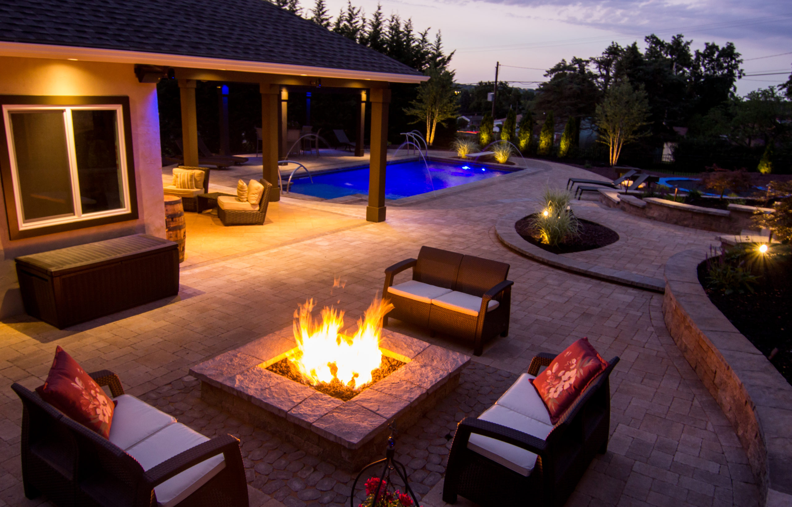 Fire Pit with Pool on a Patio