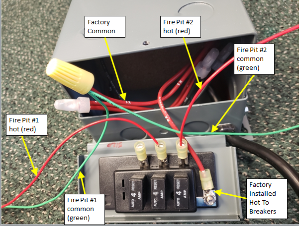 Wiring of a power supply converter to a fire feature