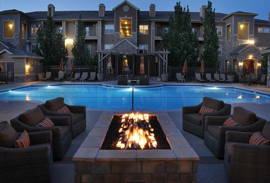 Pool and Fire Feature at an apartment complex