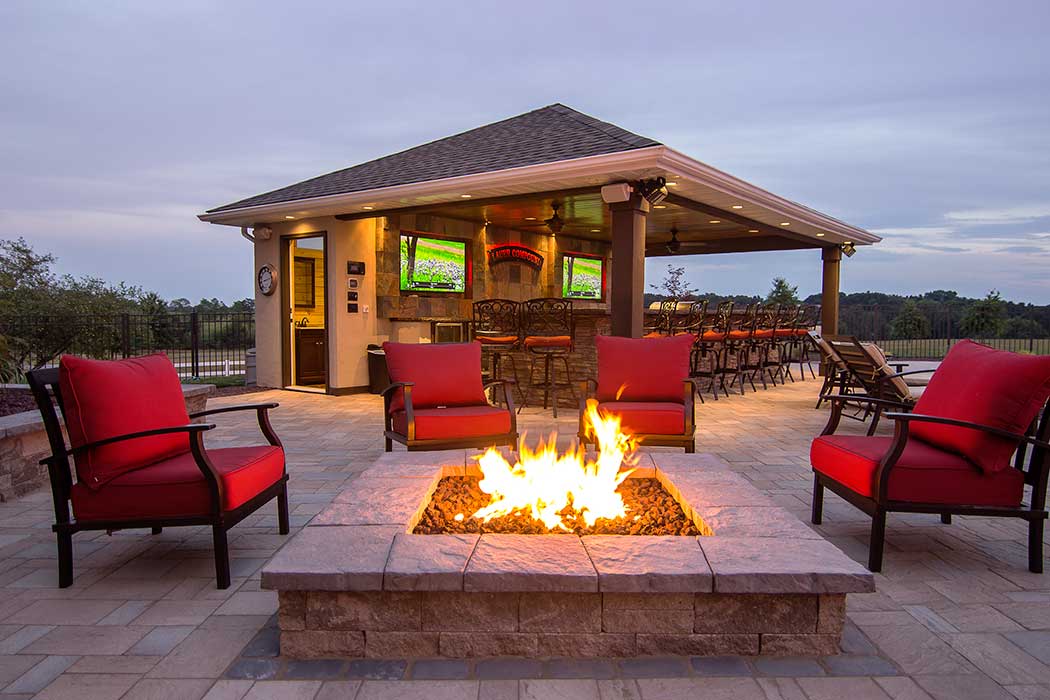 Fire Pit and Bar on a Patio