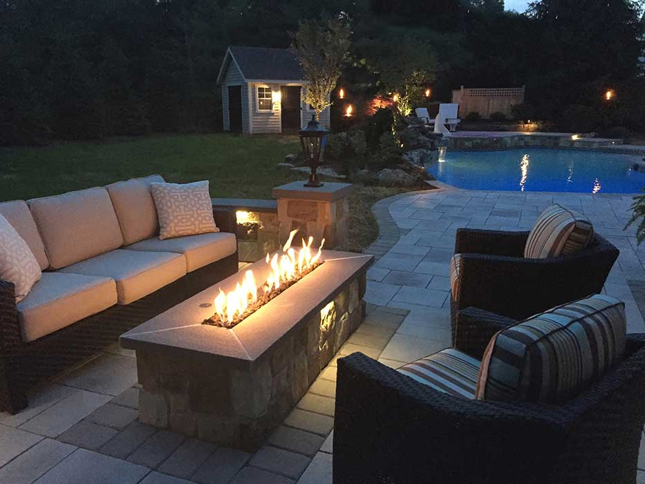 Fire Pit Table by a Pool