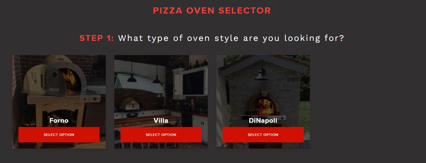 Forno de Pizza oven selector
