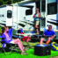 portable sport pit fire pit on a camping trip