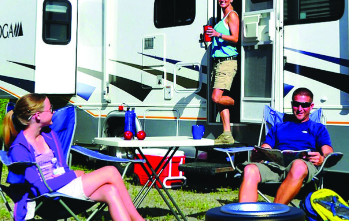 portable sport pit fire pit on a camping trip