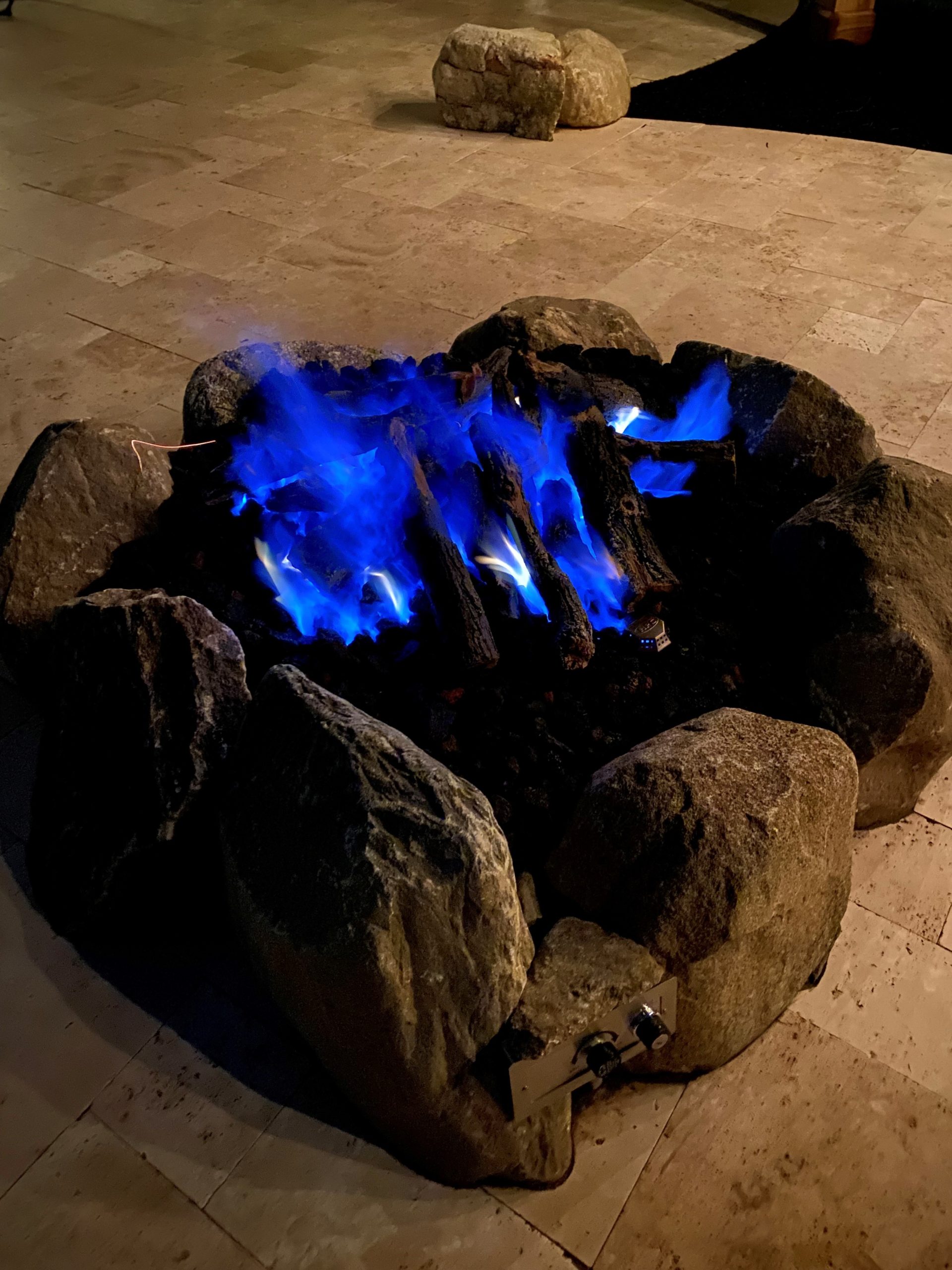 Blue Flame in a Gas Fire Pit